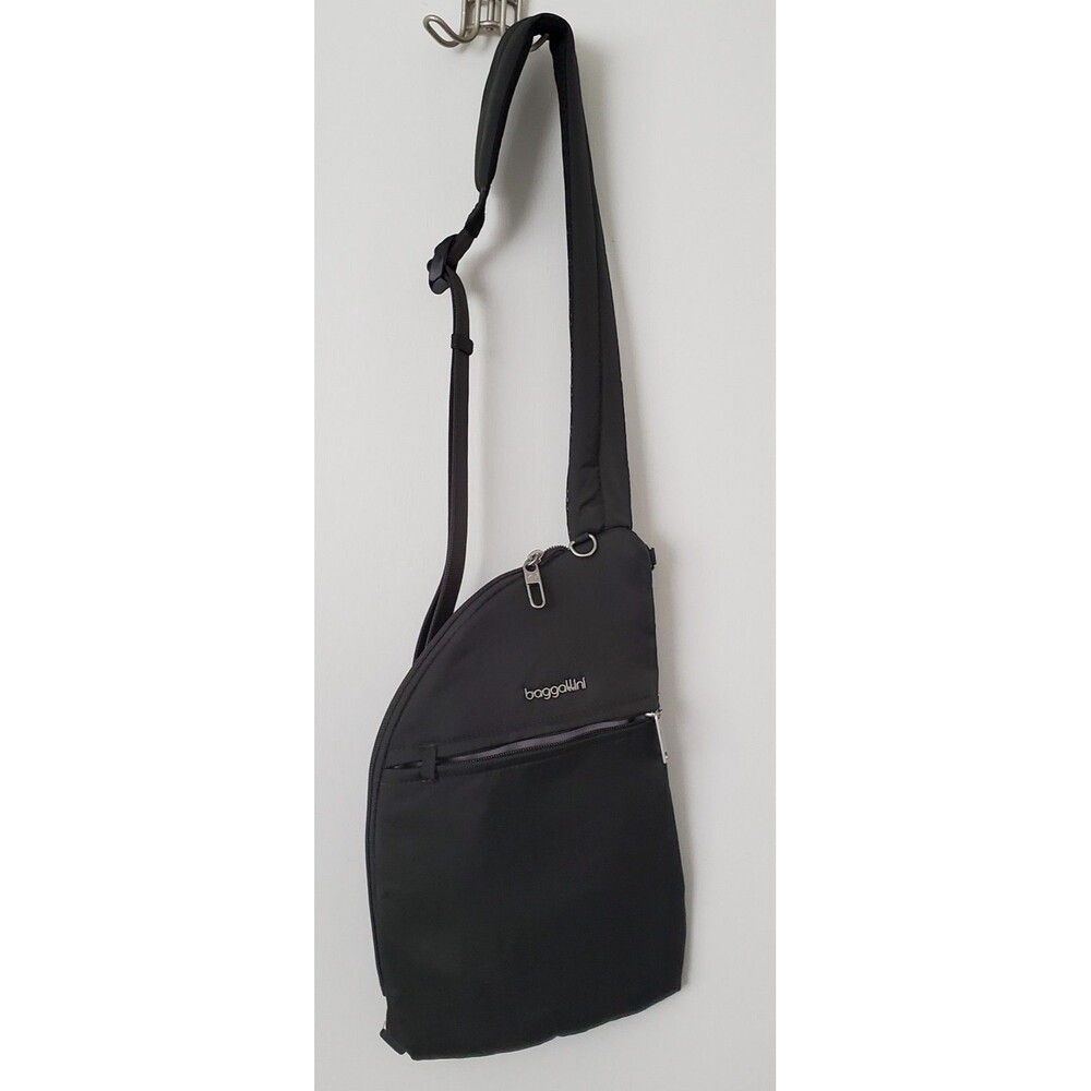 Baggallini Securtex Anti-Theft Half Moon Sling Bag, Crossbody Charcoal
